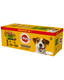 PEDIGREE Adult Hundenassfutter für ausgewachsene Hunde im Portionsbeutel verschiedene Sorten 40x100g
