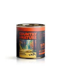 COUNTRY&NATURE Getreidefreies Nassfutter mit Wild und Preiselbeeren 850g