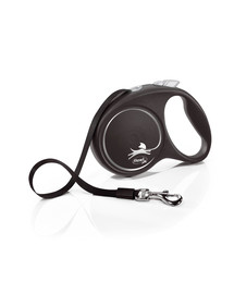 FLEXI Black Design L Gurt Roll-Leine 5 m Schwarz