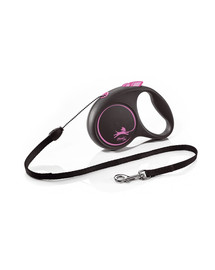 FLEXI Black Design S Gurt Roll-Leine 5 m Rosa