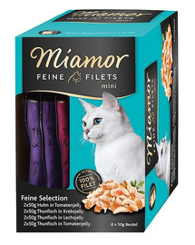 MIAMOR Feine Filets Mini Multibox in Gelee 8 x 50 g Huhn und Thunfisch mit Tomate