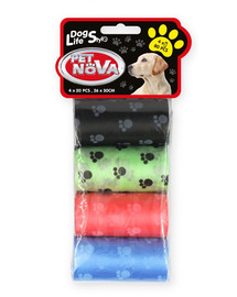 PET NOVA Dog Lifestyle Hundekotsäcke, 4 Rollen x 20 Stück