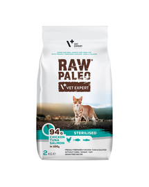 VETEXPERT Raw Paleo Sterilised Chicken&Tuna&Salmon für kastrierte Katzen 2 kg