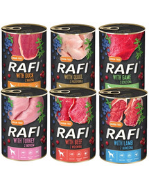 DOLINA NOTECI Rafi Premium Dosen MIX Ente, Wachtel, Wilde, Lamm, Pute 48x400g