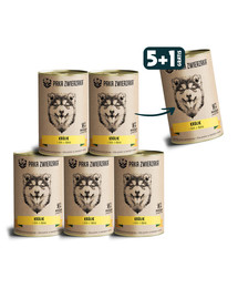 PAKA ZWIERZAKA Kaninchen- und Wildschweinfutter mit Kürbis für Hunde 6 x 400 g