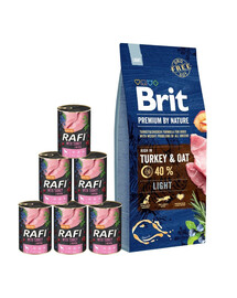 BRIT Premium By Nature Light 15 kg + Nassfutter mit Pute 6x400 g