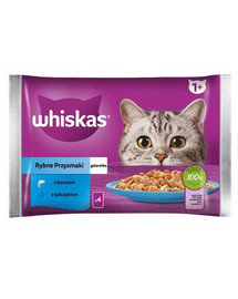 WHISKAS Fischdelikatessen mit Lachs und Thunfisch in Gelee 4x85g