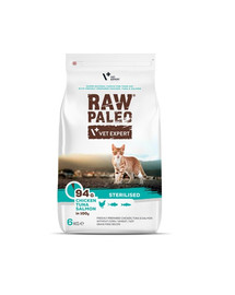 VETEXPERT Raw Paleo Sterilised Chicken&Tuna&Salmon für kastrierte Katzen 6 kg