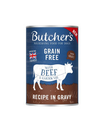 BUTCHER'S Original Rezept in Soße, Hundefutter, Teilstücke mit Rindfleisch in Soße, 400g