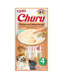 INABA Churu Chicken with salmon 4x14g Huhn mit Lachs für die Katze
