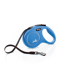 FLEXI New Classic Leine Größe M Gurt / bis zu 25 kg 5 m blau