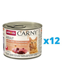 ANIMONDA Carny Adult Huhn, Pute + Entenherzen 12 x 200 g