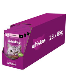 WHISKAS Adult 28x85g Nassfutter für ausgewachsene Katzen in Sauce mit Lachs