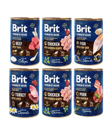 BRIT Premium by Nature Geschmacksmischung 6x400 g natürliches Hundefutter
