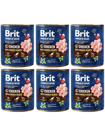 BRIT Premium by Nature chicken, hearts 6x800 g