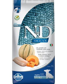 FARMINA N&D Ocean Dog Puppy Mini Kabeljau, Kürbis & Cantaloupe Melone für Welpen und trächtige Hündinnen 7 kg