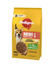 PEDIGREE Adult MINI 500g mit Huhn und Gemüse Trockenvollnahrung für ausgewachsene Hunde kleiner Rassen