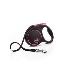 FLEXI Automatik-Leine Black Design M Gurt 5 m rosa