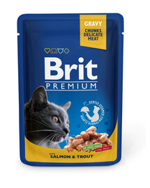 BRIT Premium Cat Adult Lachs und Forelle Katzentütchen 24 x 100g