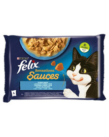 FELIX Sensations Saucen Geschmacksvielfalt aus dem Wasser (Sardine & Karotte, Seelachs & Tomate) 4x85g