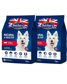 BUTCHER'S Natural&Healthy Hundetrockenfutter mit Rindfleisch 6 kg (2 x 3 kg)