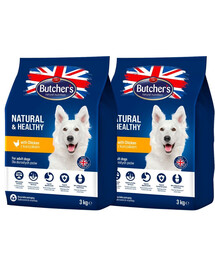 BUTCHER'S Natural&Healthy Hundetrockenfutter mit Huhn 6 kg (2 x 3 kg)