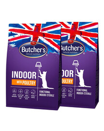 BUTCHER'S Functional Cat Indoor für Wohnungskatzen mit Geflügel 2x800g