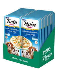INABA Dog Twin Huhn, Gemüse und Käse in Brühe für Hunde 24x40g