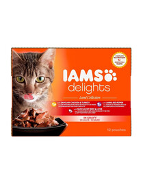 IAMS Cat Delights Adult All Breeds Land In Gravy Pouch 12 X 85 g