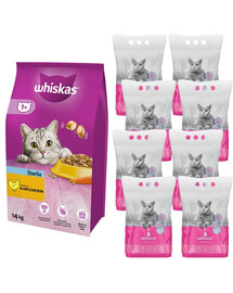 WHISKAS Sterile 14kg + ARISTOCAT Cats Litter, Einheitsgröße 8 x 3.8l