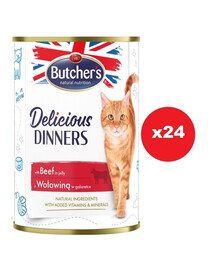 BUTCHER'S Delicious Dinners, Nassfutter mit Rind in Gelee 24 x 400g