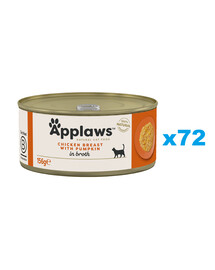 APPLAWS Cat Adult Chicken Breast with Pumpkin in Broth Hähnchenbrust und Kürbis in Brühe 72x156 g