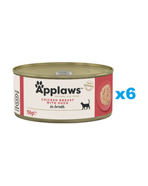 APPLAWS Cat Adult Chicken Breast with Duck in Broth Hähnchenbrust mit Ente in Brühe 6x156g