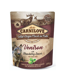 CARNILOVE Dog Paté Venison with Strawberry Leaves 300g Nassfutter für Hunde Wildbret mit Erdbeerblättern