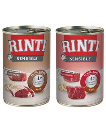RINTI Sensible Rind mit Reis 6x400 g + Lamm mit Reis 6x400 g
