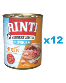 RINTI Kennerfleisch Junior 12x800g mit Huhn für Welpen