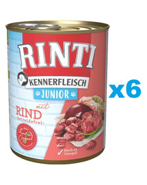 RINTI Kennerfleisch Junior 6x800g mit Rindfleisch für Welpen