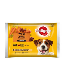 PEDIGREE 4x100g Rind- und Lammfleisch, Truthahn und Karotten in Soße