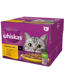 WHISKAS Adult in Soße 24x85 g Stücke mit Huhn, Ente, Geflügel, Truthahn für ausgewachsene Katzen