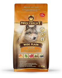WOLFSBLUT Wide Plain Senior Trockenfutter für ältere Hunde mit Allergien mit Pferdefleisch und Süßkartoffeln 12,5 kg