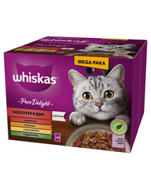 WHISKAS Adult Pure Delight in Gelee 24x85 g Stücke mit Rind, Huhn, Lamm und Geflügel für ausgewachsene Katzen