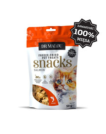 DR MALOU Vleesblokjes 100% Gevriesdroogde Zalm 50g Snacks voor Katten