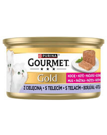 GOURMET Gold Kitten Mousse met Kalfsvlees 85g Natvoer voor Kittens