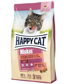 HAPPY CAT Minkas Sterilised Zalm 10 kg Droogvoer voor Gesteriliseerde Katten