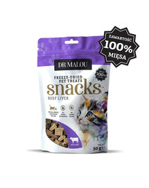 DR MALOU 100% Gevriesdroogde Runderlever 50g Snacks voor Katten