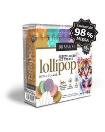 DR MALOU Lolly Gevriesdroogde Vleeslolly's Mix Smaken voor Katten 25g (15 stuks)