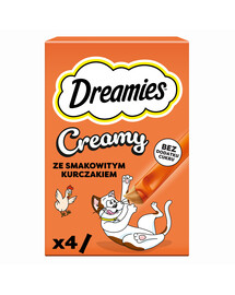 DREAMIES Creamy karma uzupełniająca z pysznym kurczakiem dla kota 4x10 g
