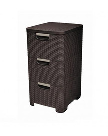 CURVER Regal mit Schubladen STYLE Rattanoptik 3 x 13,5 Liter Plastik braun