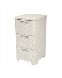 CURVER Regal mit Schubladen STYLE Rattanoptik 3 x 13,5 Liter cremig