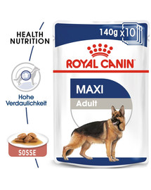 ROYAL CANIN MAXI ADULT Nassfutter für große Hunde in Soße 10 x 140 g